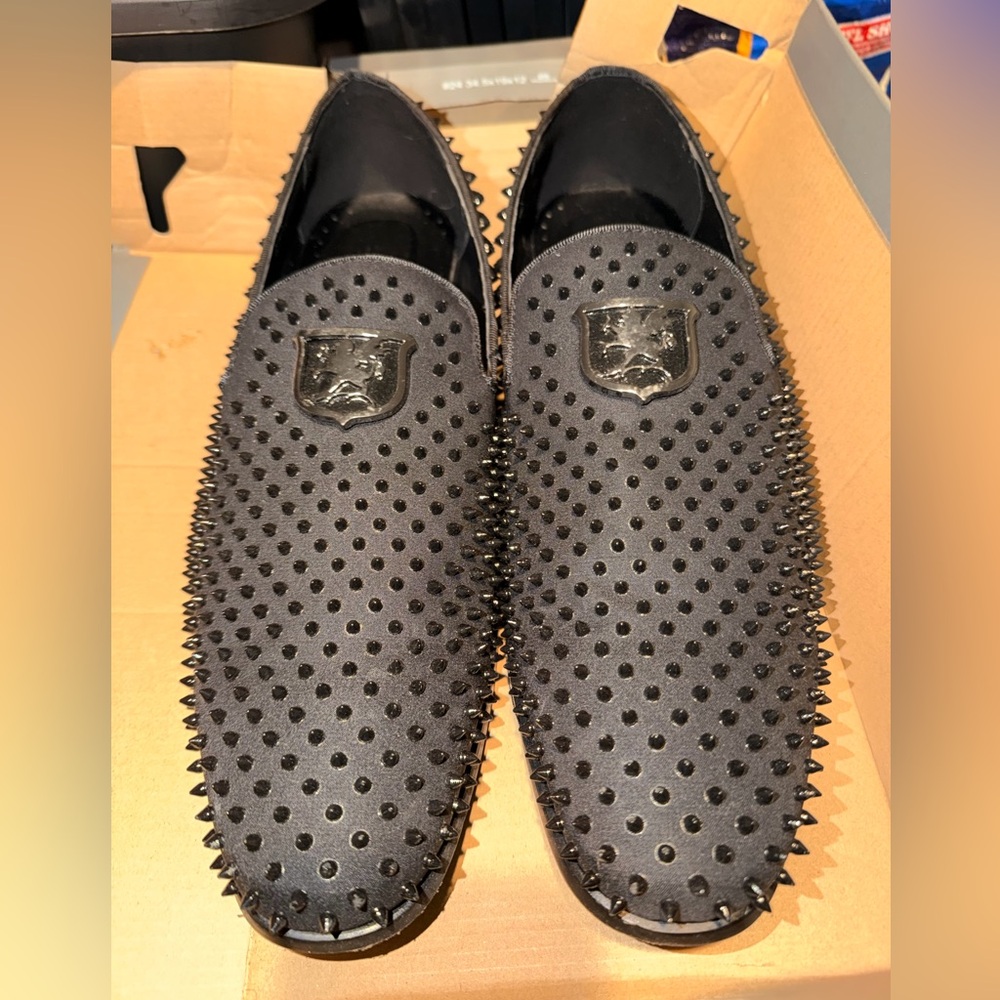 Stacy Adams Black Spiked Loafers